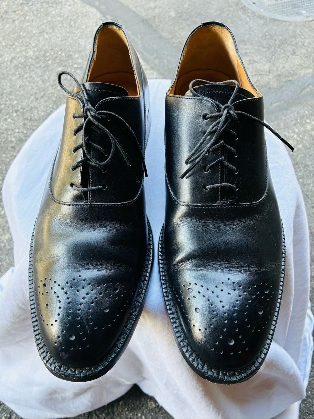 Jack Erwin Fullgrain Black Men's Leather Brogues, Size 8.5